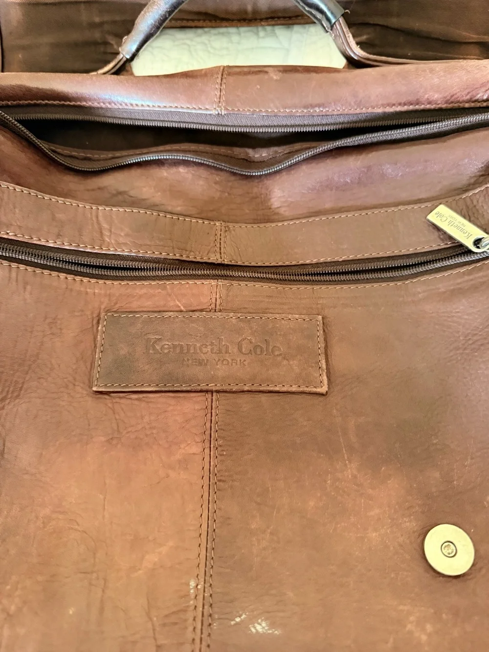 Kenneth Cole New York Brown Leather Briefcase Messenger